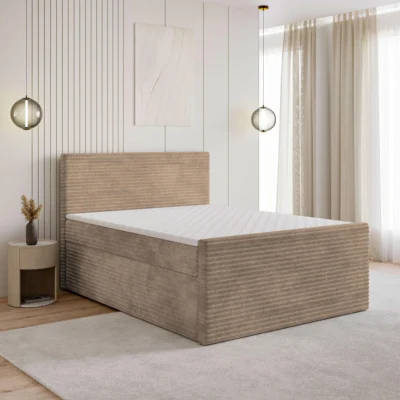 MASSENO Boxspringbett NOLEN in Beige, Liegefläche 140x200 cm – mit Bettkasten